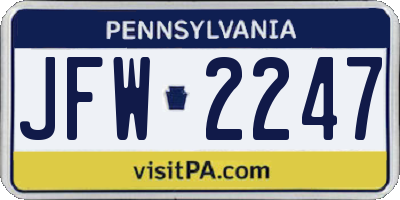 PA license plate JFW2247