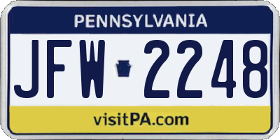 PA license plate JFW2248