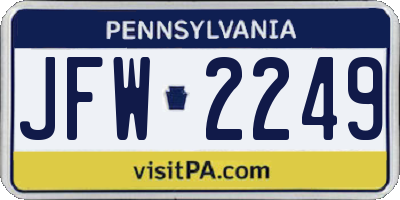 PA license plate JFW2249