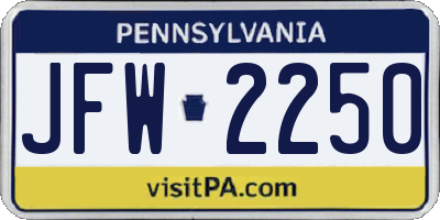 PA license plate JFW2250