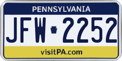 PA license plate JFW2252