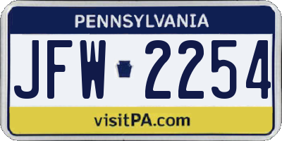 PA license plate JFW2254