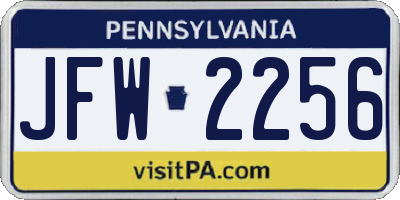 PA license plate JFW2256