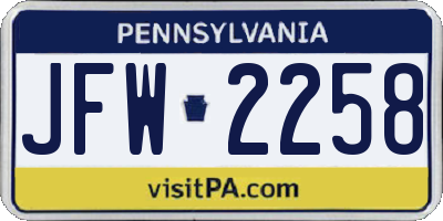 PA license plate JFW2258