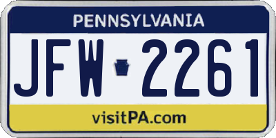PA license plate JFW2261