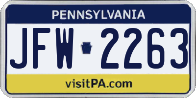 PA license plate JFW2263