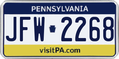 PA license plate JFW2268