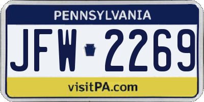 PA license plate JFW2269