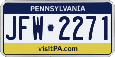 PA license plate JFW2271