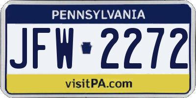 PA license plate JFW2272