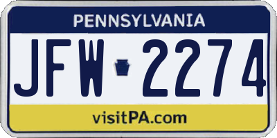 PA license plate JFW2274