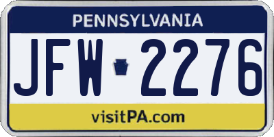 PA license plate JFW2276