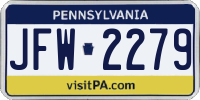 PA license plate JFW2279