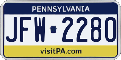 PA license plate JFW2280