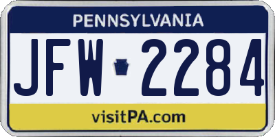 PA license plate JFW2284