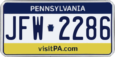 PA license plate JFW2286