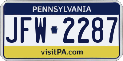 PA license plate JFW2287