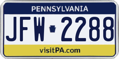 PA license plate JFW2288