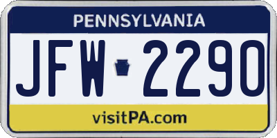 PA license plate JFW2290