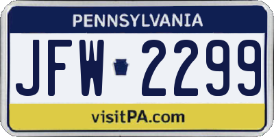 PA license plate JFW2299