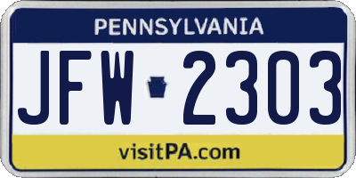 PA license plate JFW2303