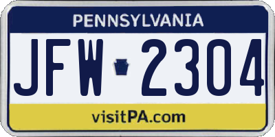 PA license plate JFW2304