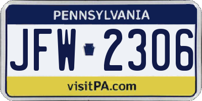 PA license plate JFW2306