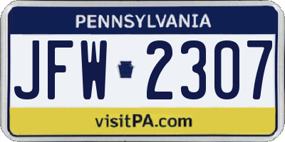 PA license plate JFW2307