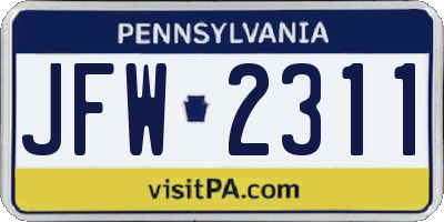 PA license plate JFW2311