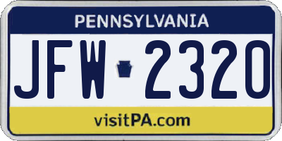 PA license plate JFW2320