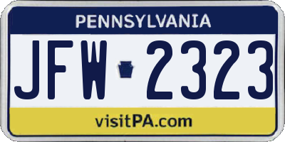 PA license plate JFW2323