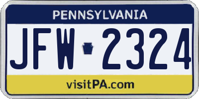 PA license plate JFW2324