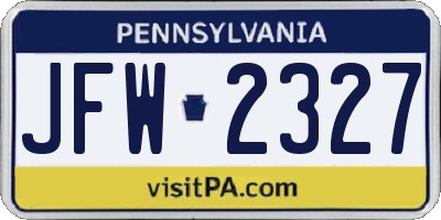 PA license plate JFW2327