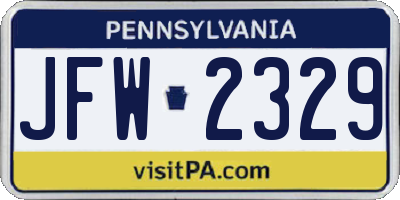 PA license plate JFW2329