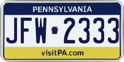 PA license plate JFW2333