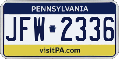 PA license plate JFW2336