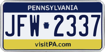 PA license plate JFW2337