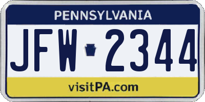 PA license plate JFW2344