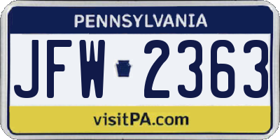 PA license plate JFW2363