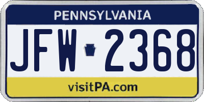 PA license plate JFW2368