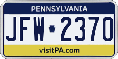 PA license plate JFW2370