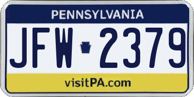 PA license plate JFW2379