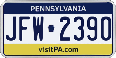 PA license plate JFW2390