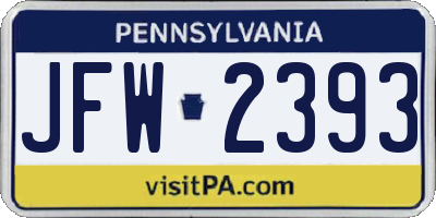 PA license plate JFW2393