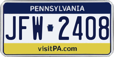 PA license plate JFW2408