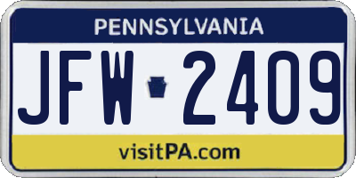 PA license plate JFW2409