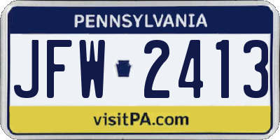 PA license plate JFW2413