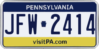 PA license plate JFW2414