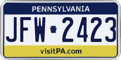 PA license plate JFW2423