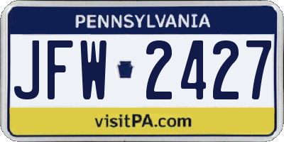 PA license plate JFW2427